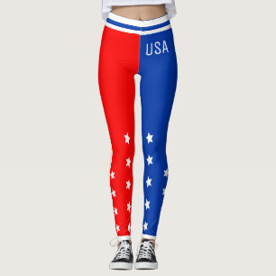 Leggings Estrellas patrióticas de Estados Unidos rojas bla
