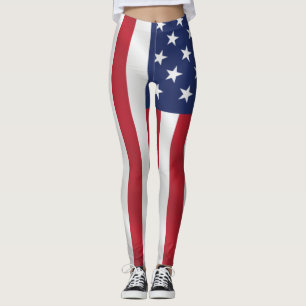 Leggings Estrellas patrióticas y rayas azul vacaciones en b