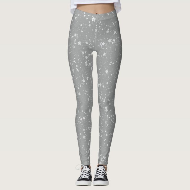 Leggings Estrellas purpurinas4 - Plata (Anverso)
