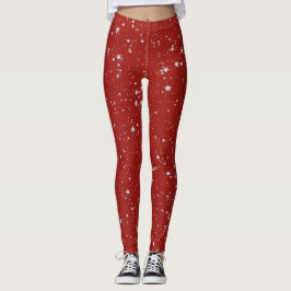 Leggings Estrellas purpurinas - Rojo plateado