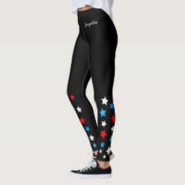 Leggings Estrellas rojas blancas y azules agregan tu nombre