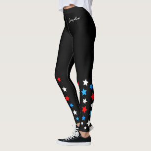 Leggings Estrellas rojas blancas y azules agregan tu nombre
