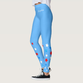 Leggings Estrellas rojas blancas y azules añaden su nombre 