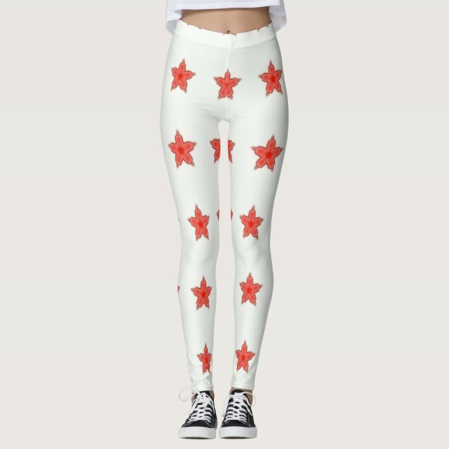 Leggings estrellas rojas en blanco (Anverso)