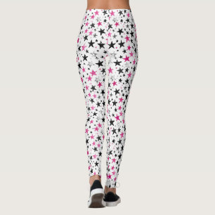 Leggings Estrellas Rosa Plateado Negro