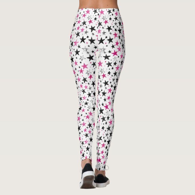 Leggings Estrellas Rosa Plateado Negro (Reverso)