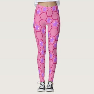 Leggings Estrellas rosas en un panal de miel de fucsia