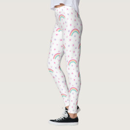 Leggings Estrellas rosas lisas mujeres arcoiris