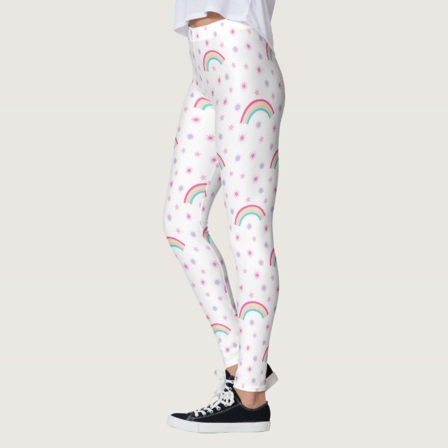 Leggings Estrellas rosas lisas mujeres arcoiris (Izquierda)