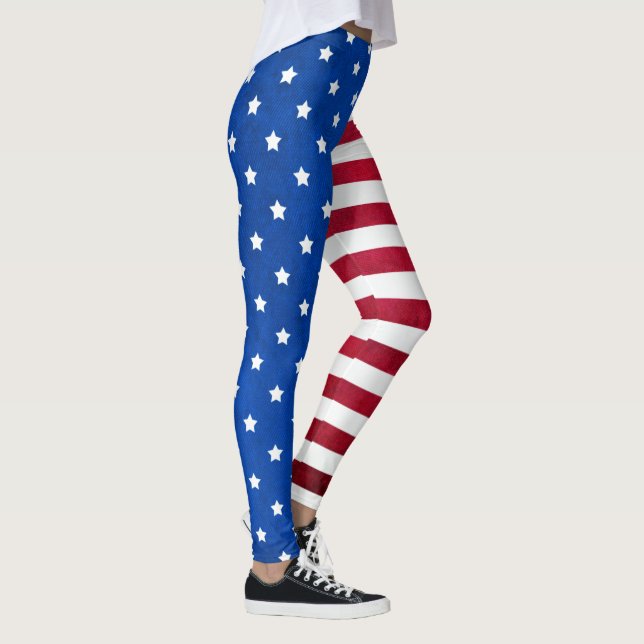 Leggings Estrellas y Bandera estadounidense a rayas por Shi (Derecha)