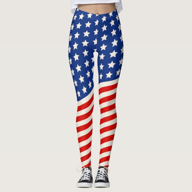 Leggings Estrellas y rayas de la bandera estadounidense 4 d (Anverso)