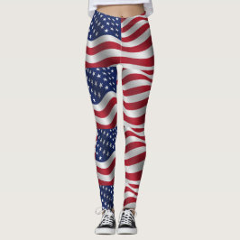 Leggings Estrellas y rayas, piernas rojas, blancas y azules