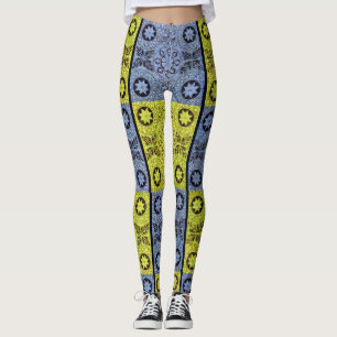 Leggings estrellas y ruedas en azul y amarillo