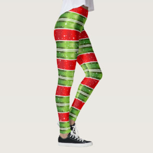 Leggings Estridente franjas horizontales de color blanco ve
