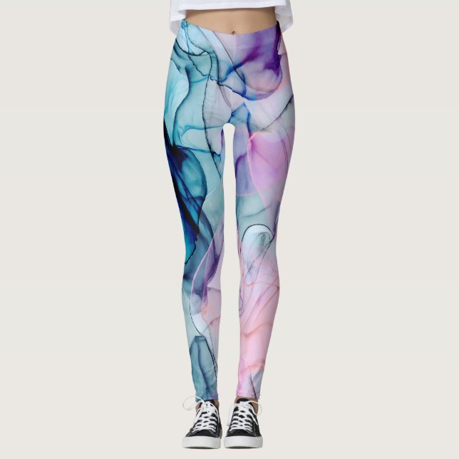 Leggings Etéreo glamur Verde azulado rosa morado inky moder (Anverso)
