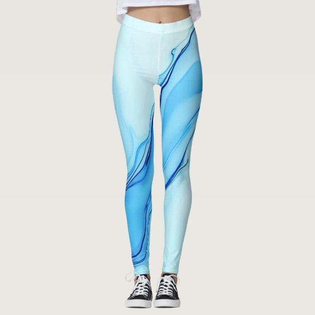 Leggings Ethereal Blue Liquid Art Swirls (Anverso)