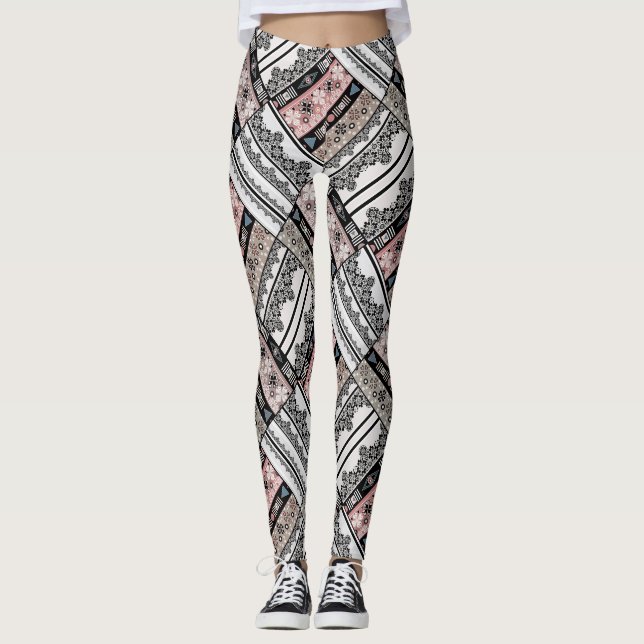 Leggings Ética tribal tradicional geométrica (Anverso)