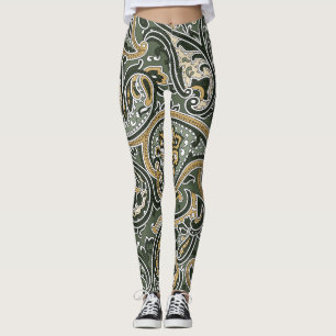 Leggings Étnica Paisley Oriental, Vintage Seamless.