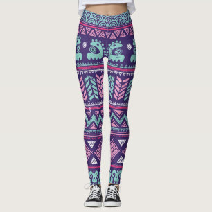 Leggings Étnica Tribal: Colorido Patrón Sin Mar.