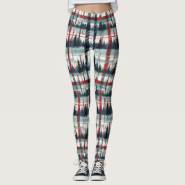 Leggings Evergreen Winter Forest Plaid