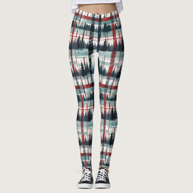 Leggings Evergreen Winter Forest Plaid (Anverso)