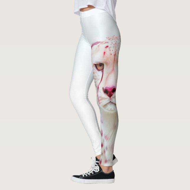 Leggings Exotic King Cheetah White & Pink Spots Art (Izquierda)
