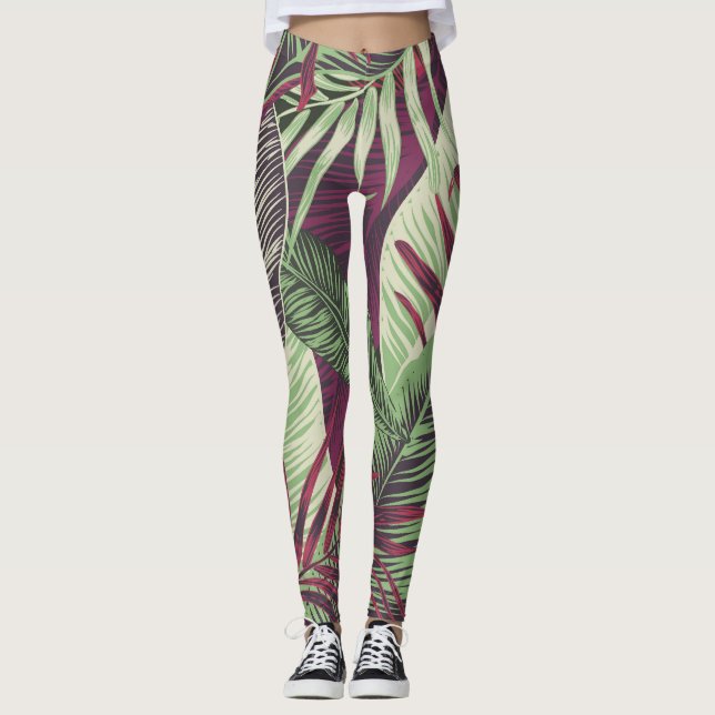 Leggings Exótico tropical: verde de moda sin problemas (Anverso)