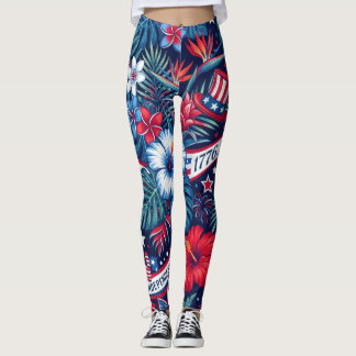 Leggings Exóticos Tropicales del 4 de Julio Americ