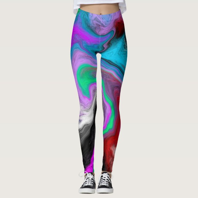 Leggings Explosión de arte de mármol colorido (Anverso)