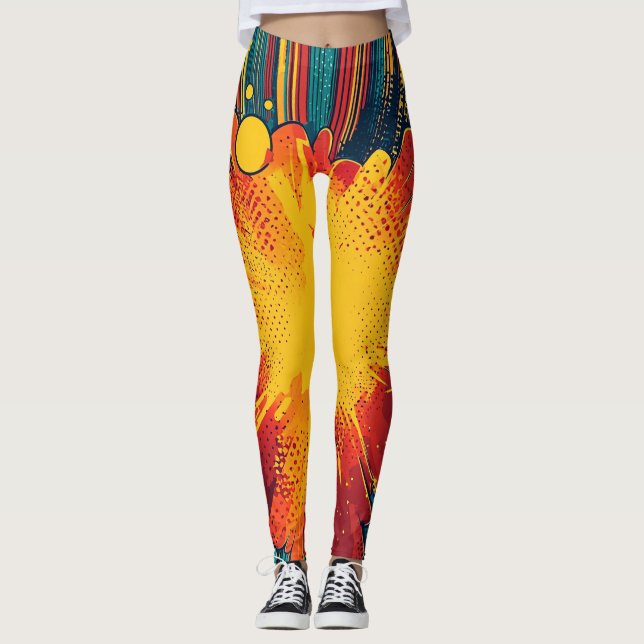 Leggings Explosión de arte pop de estilo cómico (1) (Anverso)