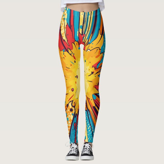Leggings Explosión de arte pop de estilo cómico (11) (Anverso)
