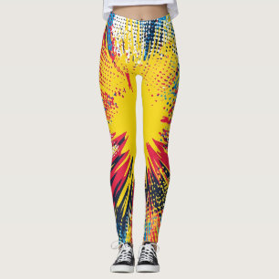 Leggings Explosión de arte pop de estilo cómico (3)