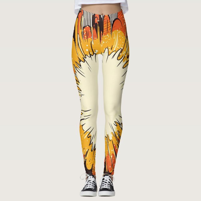 Leggings Explosión de arte pop de estilo cómico (6) (Anverso)