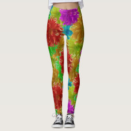 Leggings Explosión de flores en Rainbow Dahlia