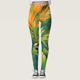 Leggings Explosión de Palma Abstracta – Energía Tropical en