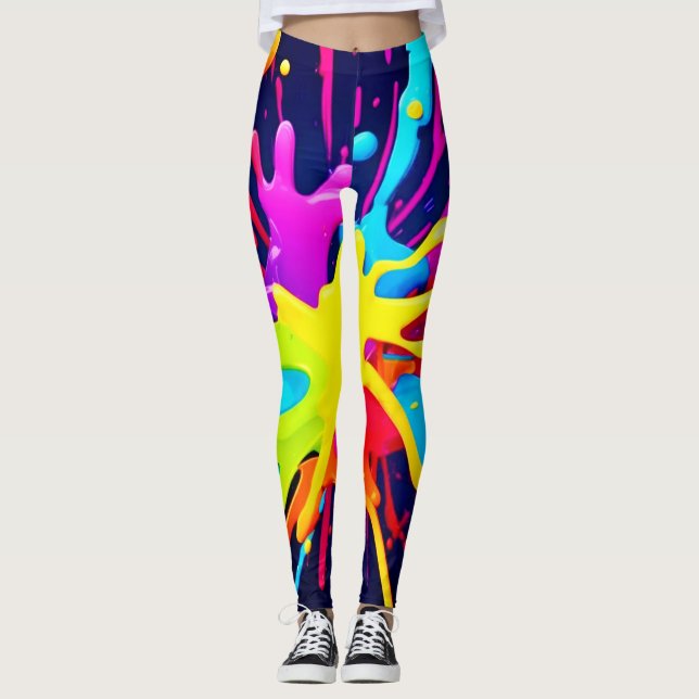 Leggings Explosión de pintura radiante (Anverso)