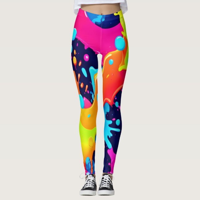 Leggings Explosión de pinturas de neón (Anverso)