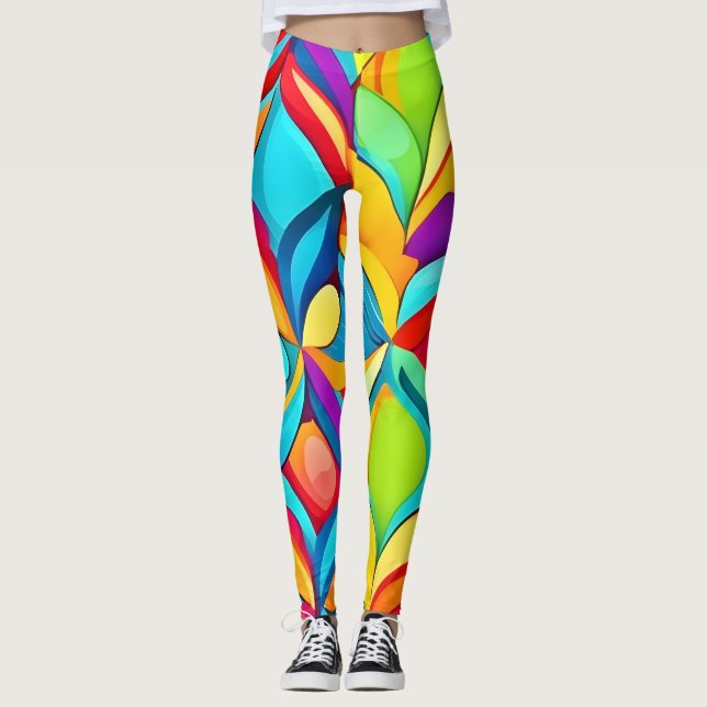 Leggings Explosión Floral de abstracto vibrante (Anverso)