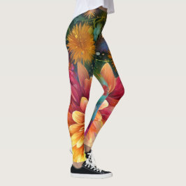 Leggings Explosión floral: Patrón de color de ráfaga