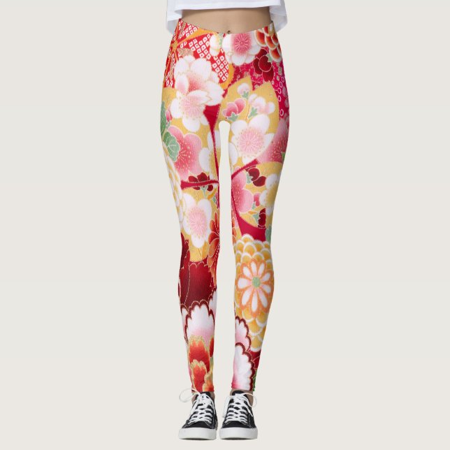 Leggings Explosión floral roja de Falln (Anverso)