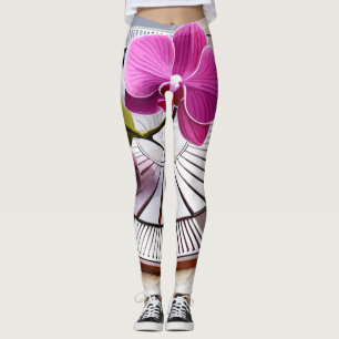 Leggings Exquisito orquídea rosa descansa en placa plateada