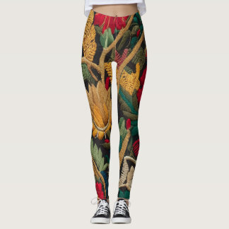 LEGGINGS "EXQUISITOS LAGGINGS DE PATRÓN DE BROIDERÍA FLORAL