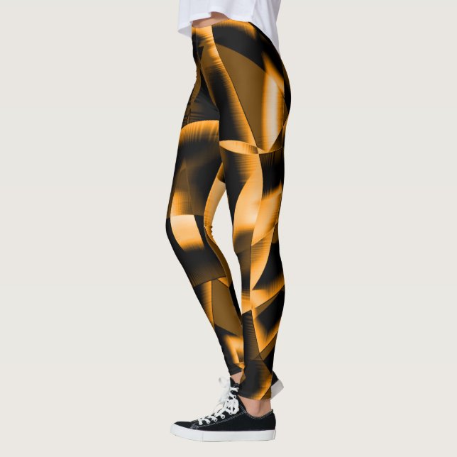 Leggings Extraña medalla de cintas quemadas, naranja y negr (Izquierda)