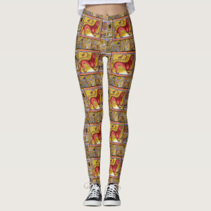 LEGGINGS EXTRAÑO BESTIARIO MEDIEVAL, LEOPARD, ANIMALES FORE