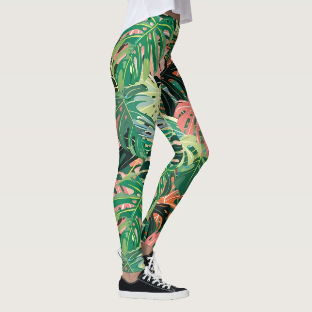 Leggings Extravagancia de hojas tropicales (Derecha)