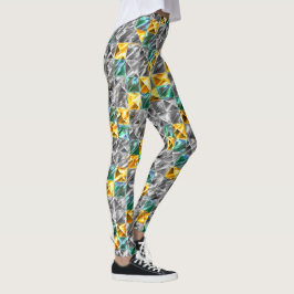Leggings Fábrica de menta de color marrón, baldosas doradas
