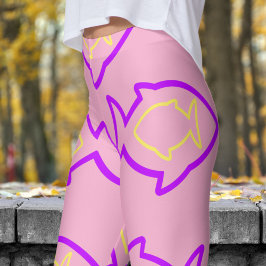 Leggings Fabuloso patrón de Aleta Rosa y Púrpura