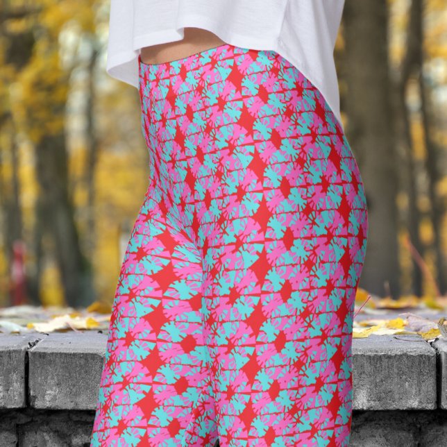 Leggings Fabuloso patrón de cambio de fase roja brillante (Phase Shift on Bright Red Leggings)