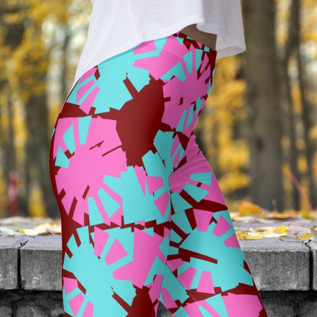 Leggings Fabuloso patrón de cambio de fase roja profunda (Phase Shift on Deep Red Leggings)