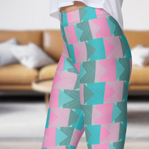 Leggings Fabuloso patrón de flechas Verde azuladas y rosada
